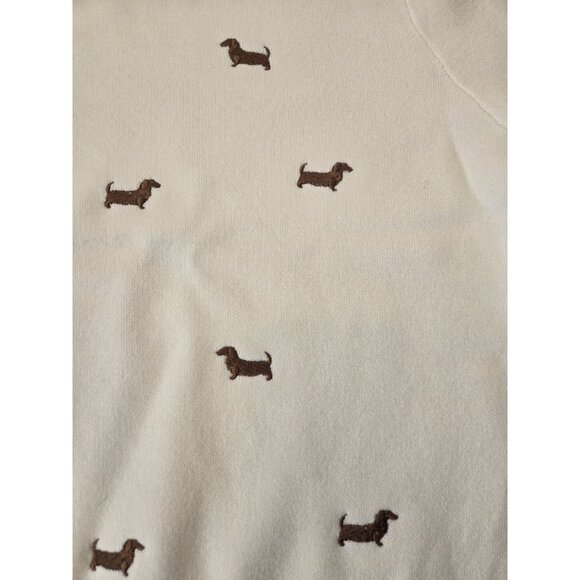 New Cream CALLIGRAPHIE Dachshund Weiner Polyester Dog Mid Sleeve Shirt Sweater - Picture 2 of 3